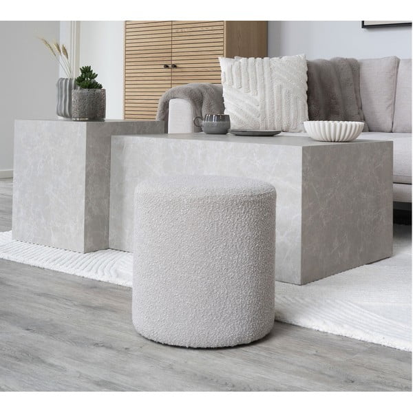 Taburet bej cu tapițerie din stofă bouclé Ejby – House Nordic-image-1