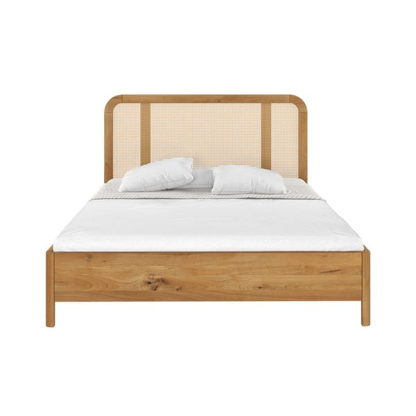 Pat matrimonial 200x200 cm în culoare naturală din lemn masiv de stejar Harmark – Skandica-image-2