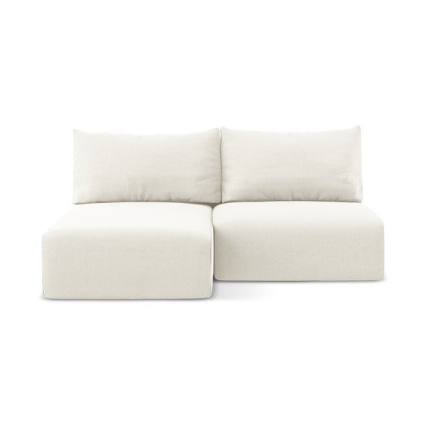 Colțar crem extensibil/cu spațiu de depozitare cu tapițerie din catifea (cu colț pe partea stângă/cu șezlong) Kalena – Makamii