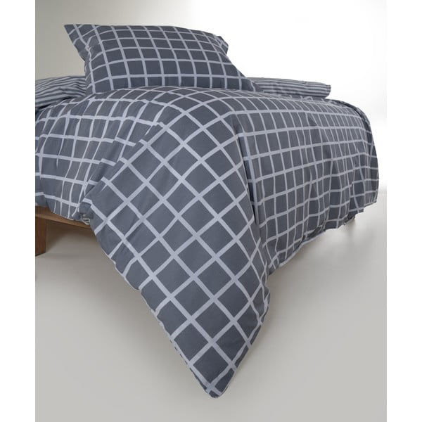 Lenjerie de pat gri din bumbac ranforcé pentru pat dublu, extinsă 240x220 cm Linear Calm Geometric – Mila Home Luxury-image-3