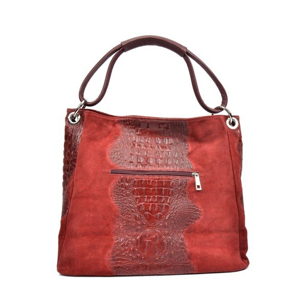 Geantă din piele Luisa Vannini Marsala, roșu-image-1