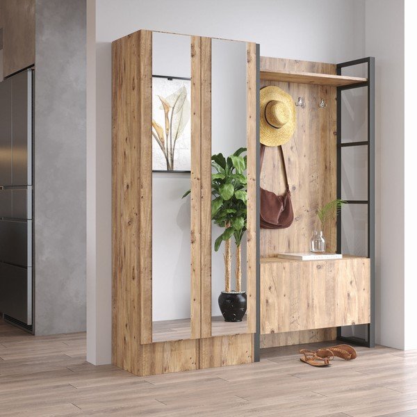 Set pentru hol cu aspect de lemn de pin Yvette – Kalune Design-image-4