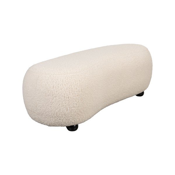 Bancă crem capitonată cu tapițerie din țesătură bouclé Noxx – White Label-image-2