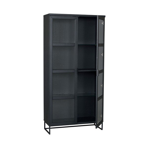 Vitrină neagră din lemn masiv de stejar 95x195 cm Everett - Rowico-image-3