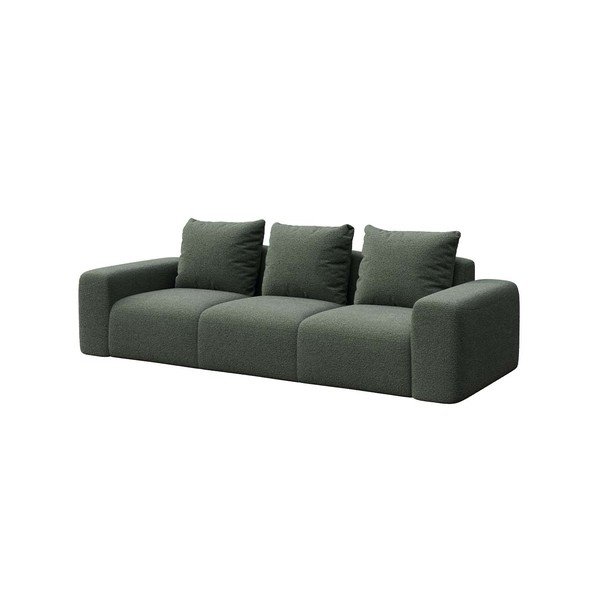 Canapea verde cu tapițerie din stofă bouclé 287 cm Feiro – MESONICA-image-2