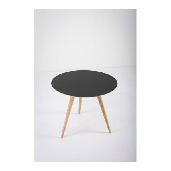 Măsuță auxiliară din lemn de stejar cu blat negru Gazzda Arp, Ø 55 cm-image-4