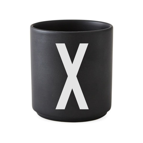 Cană din porțelan Design Letters Alphabet X, 250 ml, negru