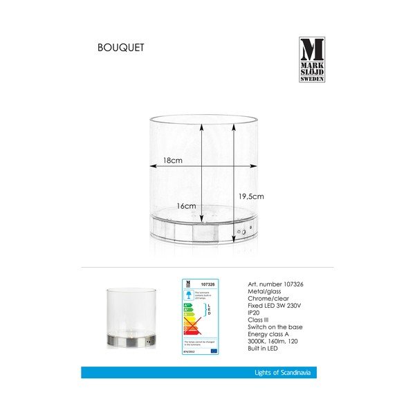 Vază cu lumini LED încorporate Markslöjd Bouquet, înălțime 19 cm-image-3
