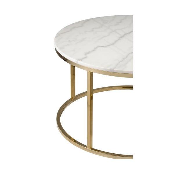 Măsuță de cafea cu blat din marmură albă și structură aurie, ⌀ 85 cm-image-4