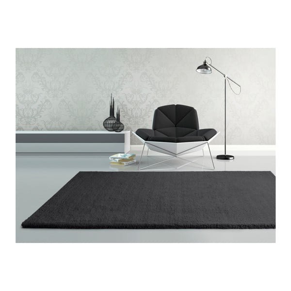Covor Universal Shanghai Liso, 80 x 150 cm, negru antracit-image-1