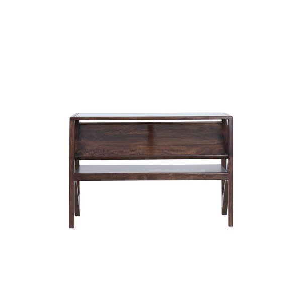 Masă consolă în culoare naturală închisă cu blat din sticlă 41x119 cm Yuki – Light & Living-image-3