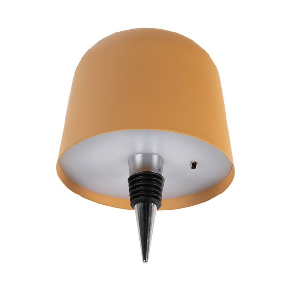 Veioză galben ocru LED sticlă cu abajur din metal (înălțime 13 cm) Cone Hat LED – Leitmotiv-image-2