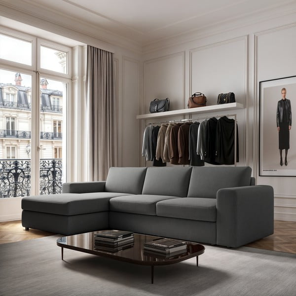 Colțar gri (cu colț pe partea stângă, cu șezlong) Baga – Rodier-image-1