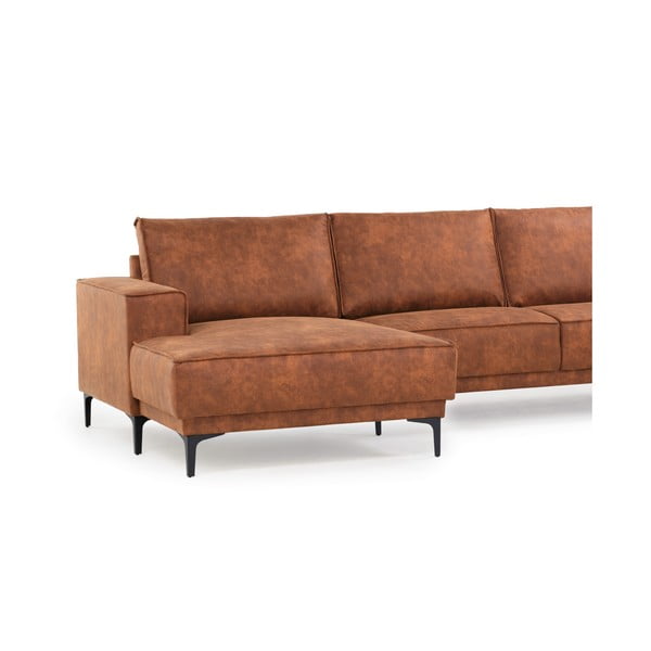 Colțar maro coniac cu tapițerie din imitație de piele (colț pe partea stângă ) Copenhagen – Scandic-image-4