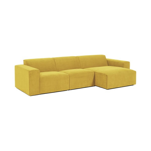 Colțar galben   din catifea reiată  (cu șezlong pe partea dreaptă) Sting - Scandic-image-2
