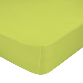 Cearșaf elastic din bumbac pur Happy Friday Basic, 90 x 200 cm, verde