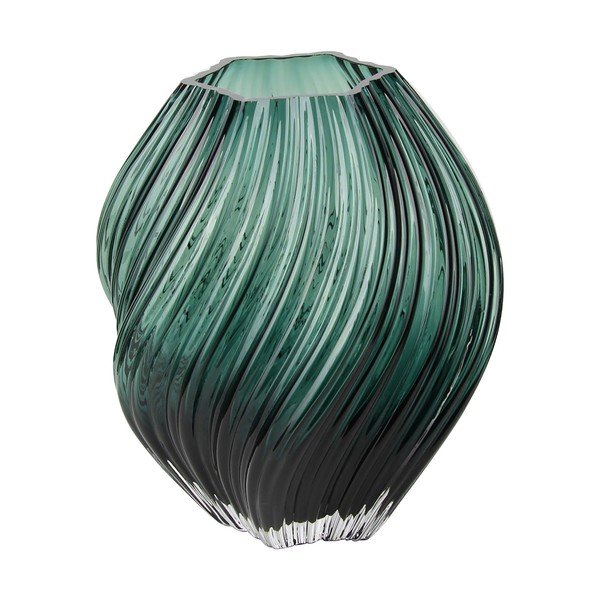 Vază verde-închis din sticlă lucrată manual (înălțime 23 cm) – House Nordic