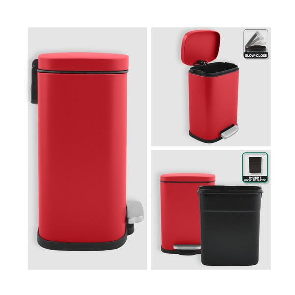 Coș de gunoi roșu cu pedală din oțel 5 l   Akira – Spirella-image-3