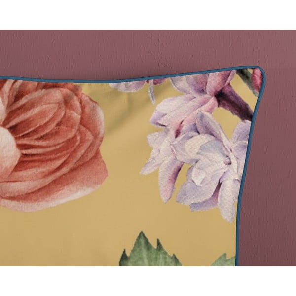 Lenjerie de pat galben ocru din bumbac satinat pentru pat dublu, extinsă 240x220 cm Fiori – Descanso-image-3