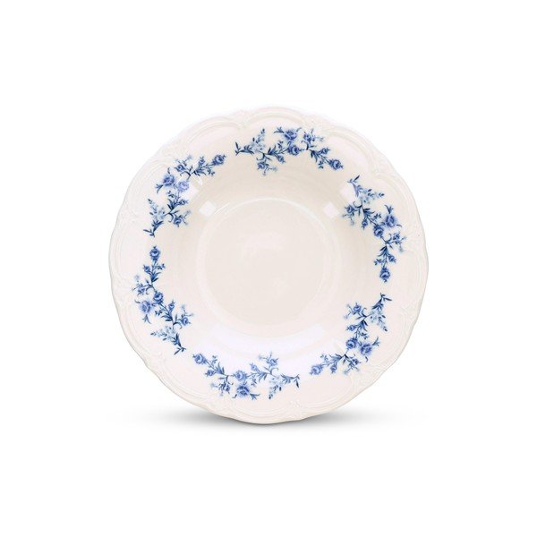 Farfurie albă/albastră adâncă din porțelan ø 23,5 cm Retro – BonBistro-image-2
