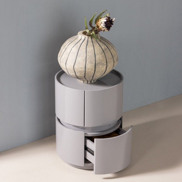 Noptieră gri deschis cu aspect lucios Lunex – WOOOD-image-1