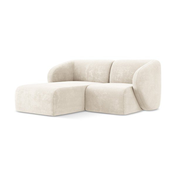 Colțar bej cu tapițerie din chenille (cu colț pe partea stângă/cu șezlong) Lani – Makamii-image-1