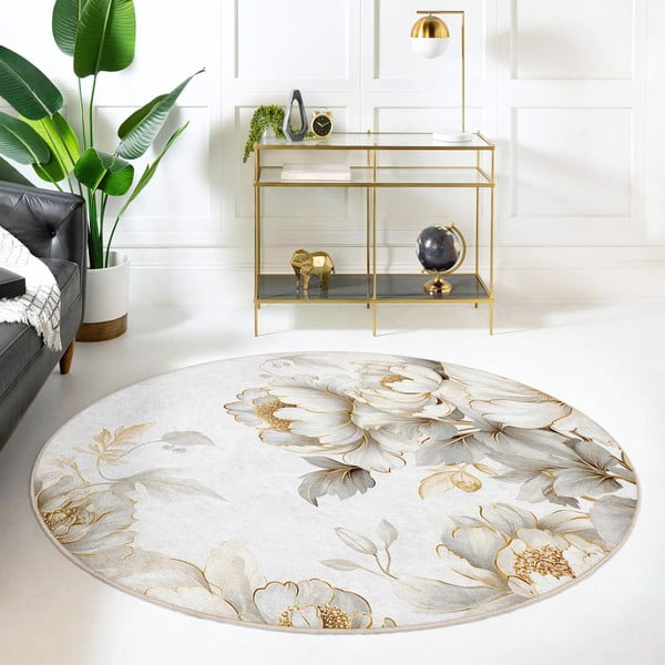 Covor gri deschis/bej lavabil rotund ø 80 cm Soft and Gentle – Mila Home-image-3