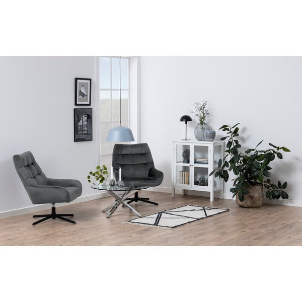 Fotoliu gri pivotant cu tapițerie din catifea Paris – Actona-image-1