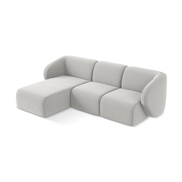 Colțar gri deschis cu tapițerie din catifea (cu colț pe partea stângă/cu șezlong) Lani – Makamii-image-2