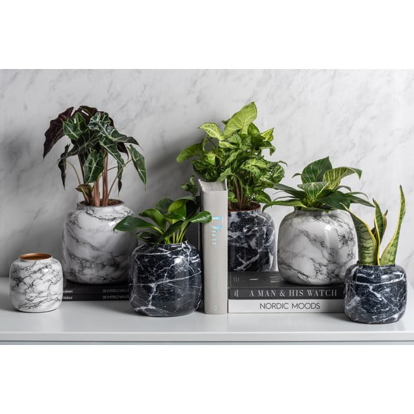 Vază din fier PT LIVING Marble, înălțime 12,5 cm, alb-negru-image-4