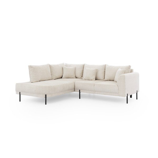 Colțar bej cu tapițerie din chenille (cu colț pe partea stângă/în formă de ”L”) Mauris  – Ropez-image-2