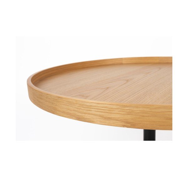 Măsuță de cafea în culoare naturală rotundă cu blat cu aspect de lemn de stejar ø 70 cm Yuri L – White Label-image-3