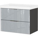 Dulap cu chiuvetă gri suspendat cu aspect lucios 81x65 cm Vasio – Germania