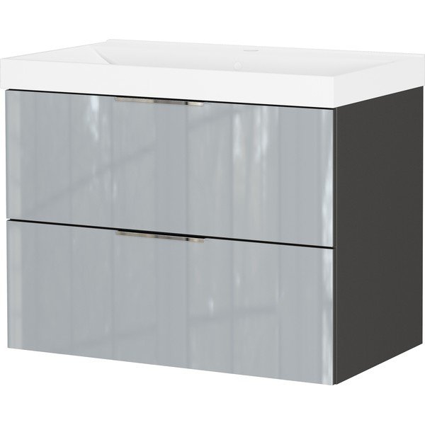 Dulap cu chiuvetă gri suspendat cu aspect lucios 81x65 cm Vasio – Germania
