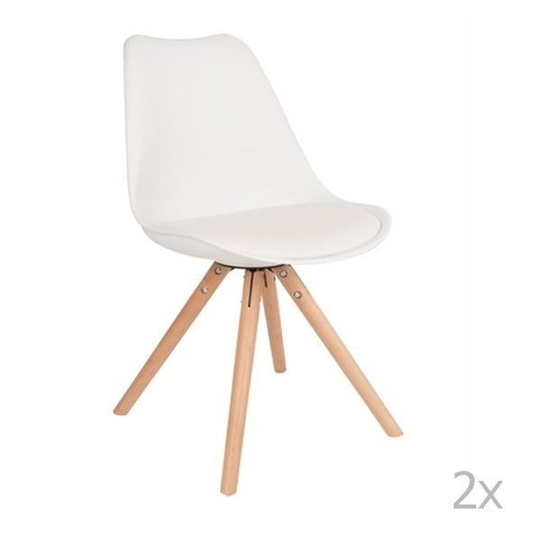 Set 2 scaune cu picioare din lemn de fag White Label Tryck, alb