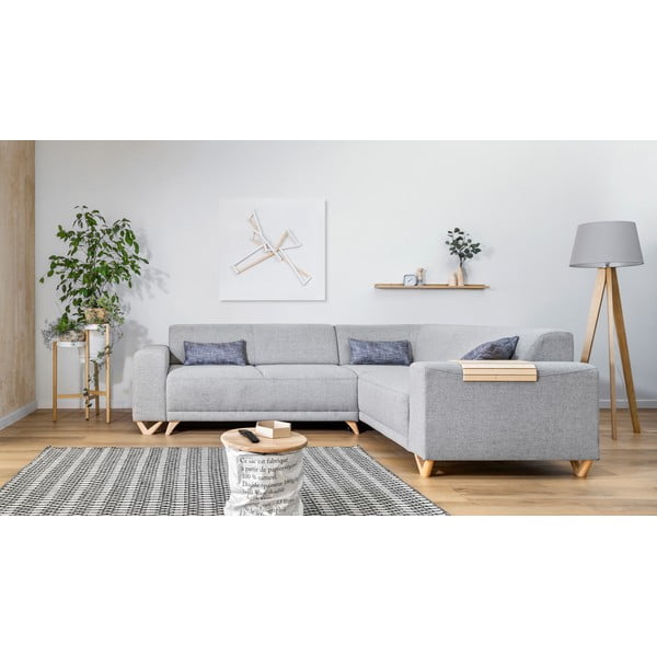 Colțar gri deschis extensibil/cu spațiu de depozitare (cu colț pe partea dreaptă/în formă de ”L”) Classy Sophie – Miuform-image-1