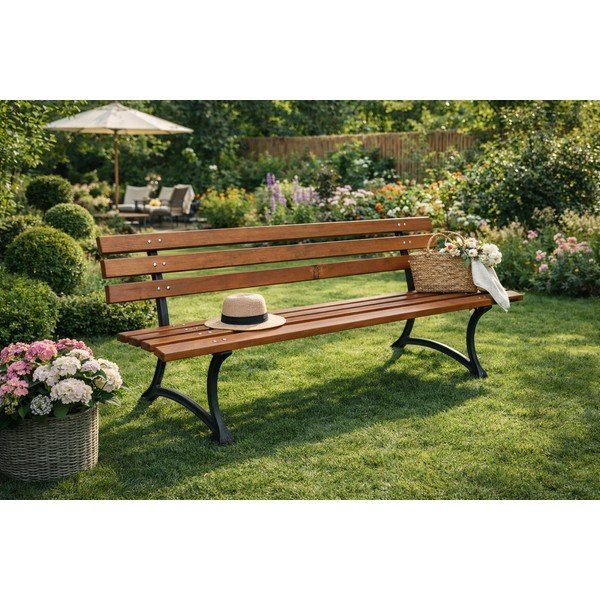 Bancă de grădină în culoare naturală din lemn masiv – Rojaplast-image-1