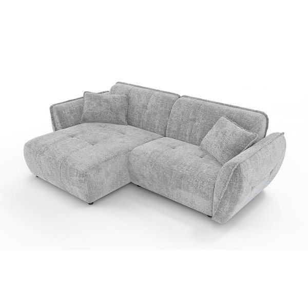 Colțar gri deschis cu tapițerie din chenille (cu colț pe partea stângă/cu șezlong) Nelia – Ropez-image-2