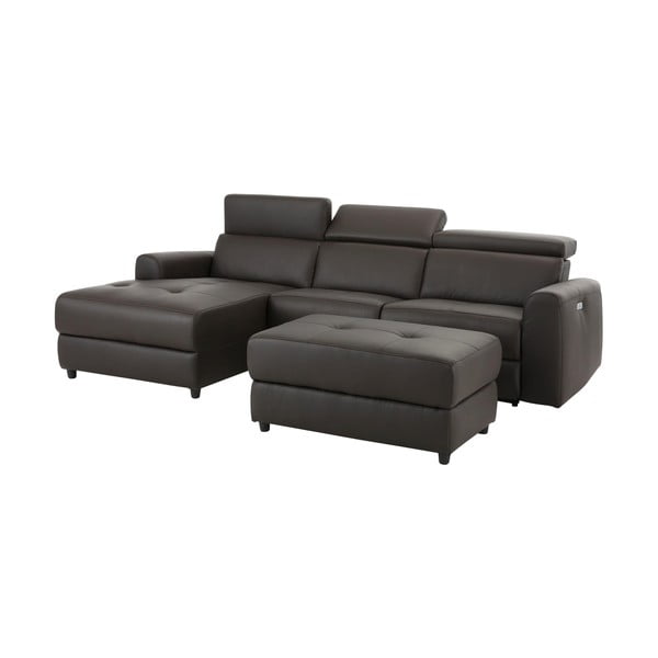 Colțar maro închis cu tapițerie din imitație de piele (cu colț pe partea stângă ) Capena – Støraa-image-4