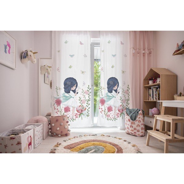 Draperie pentru copii albă din bumbac satinat 110x170 cm Flowers Around Me – Butter Kings-image-1
