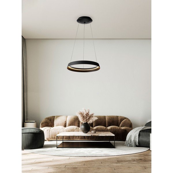 Lustră negru-mat LED cu intensitate reglabilă din aluminiu cu abajur din sticlă acrilică ø 45 cm Ormi – Nova Luce-image-1