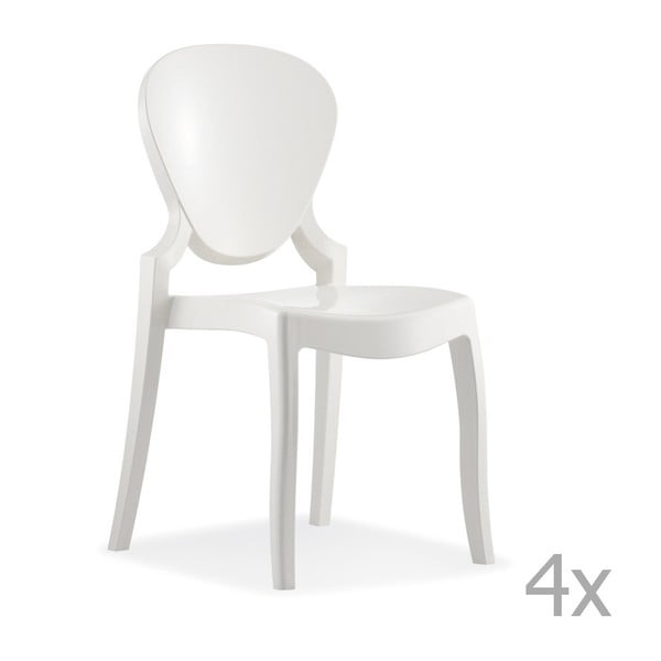 Set 4 scaune Pedrali Queen, alb