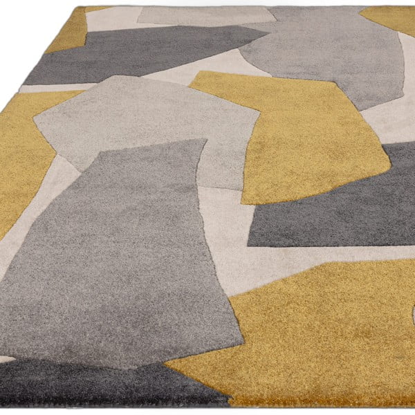 Covor galben ocru/gri handmade din fibre reciclate 160x230 cm Romy – Asiatic Carpets-image-3