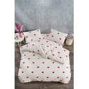 Lenjerie de pat crem din bumbac ranforcé pentru pat dublu/extins cu cearceaf inclus/cu 4 piese 200x220 cm Mini Hearts – Mila Home