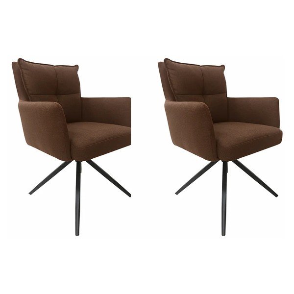 Scaune de dining grej cu cotiere 2 buc. din material textil Jonas – Støraa