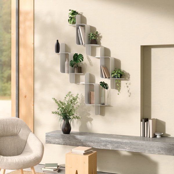 Rafturi alb mat 2 buc. etajate din oțel 62 cm Montage – Umbra-image-3