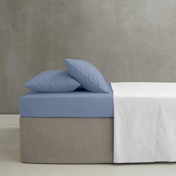 Cearceaf albastru din bumbac percale cu elastic 150x200 cm Easy Iron Percale – Catherine Lansfield-image-1