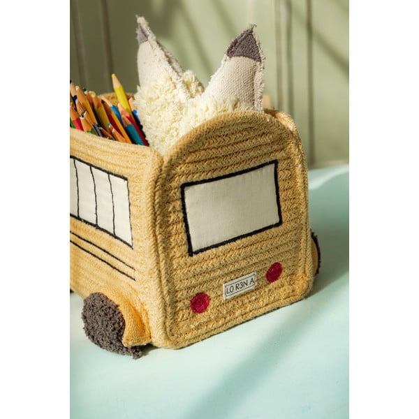 Coș de jucării pentru copii galben ocru din material textil 22x19x15 cm School Bus – Lorena Canals-image-3