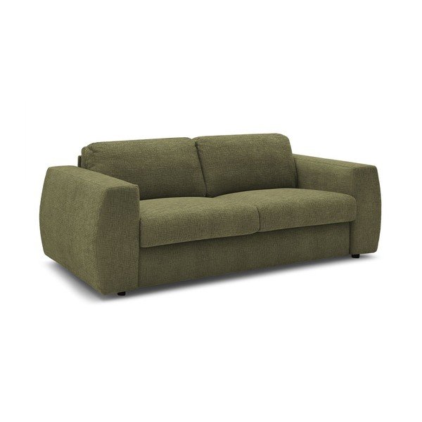 Canapea verde pentru dormitul zilnic/extensibilă cu tapițerie din chenille 220 cm Hugo – Bobochic Paris-image-2