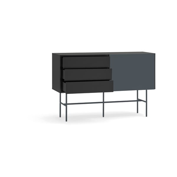 Comodă antracit joasă cu ușă glisantă negru-gri  140x91 cm Nube – Teulat-image-4